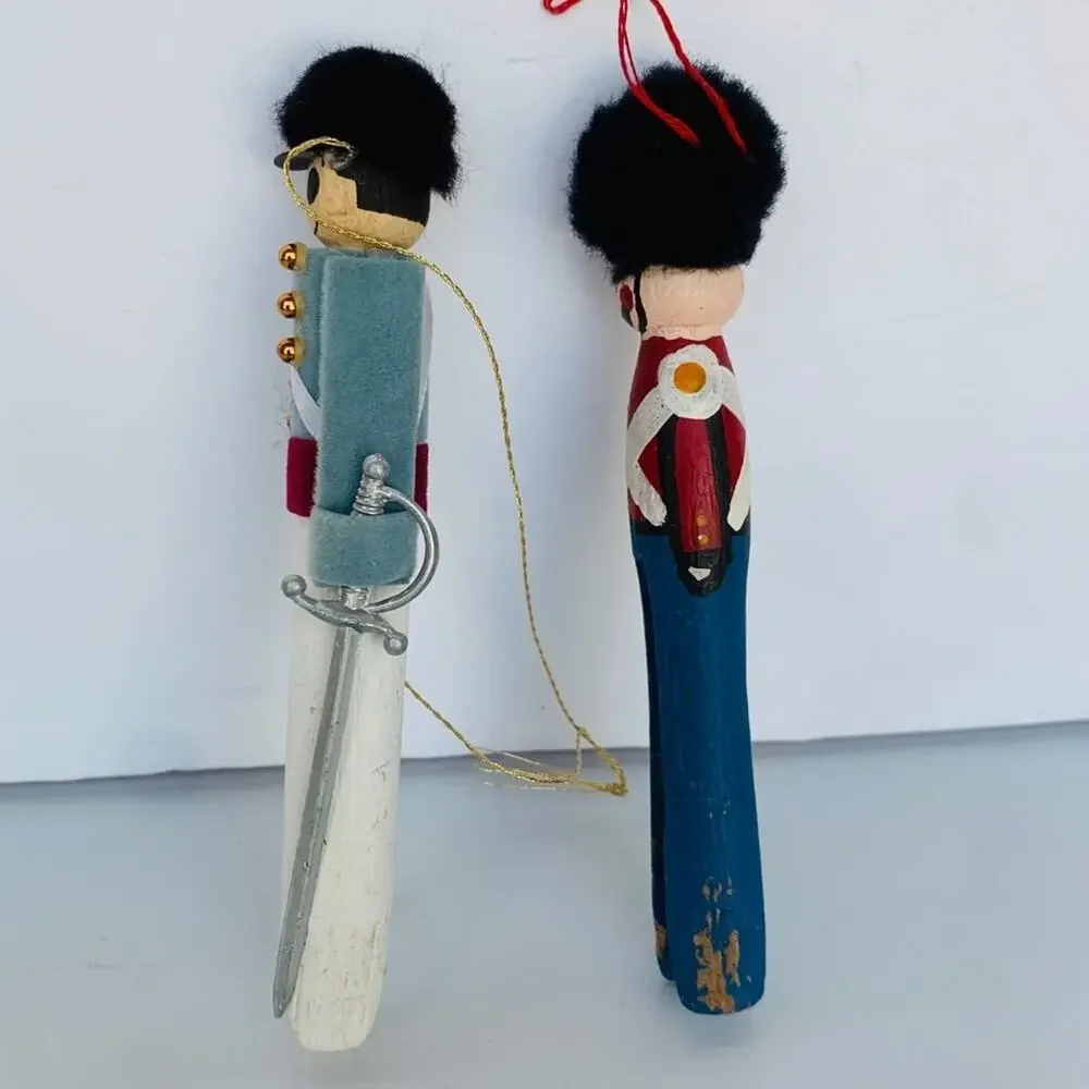 Vintage Clothes Pin Soldier Ornaments